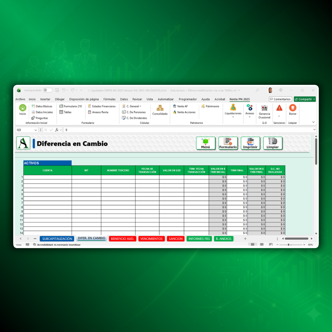 Diferencia en Cambio